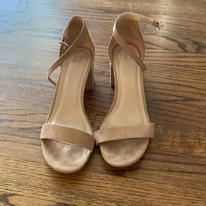 Nude suede strapped heels